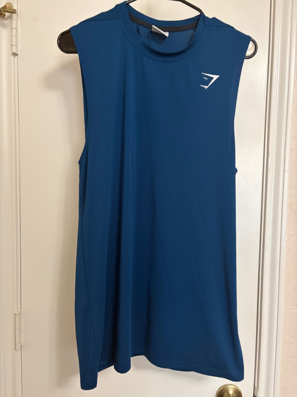 Gymshark Arrival Tank Top Atlantic Blue Mesh Workout Gym Muscle Shirt Men's S